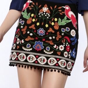 Umgee S Bohemian Hippie Festival Artsy Woodland Embroidered Mini Skirt